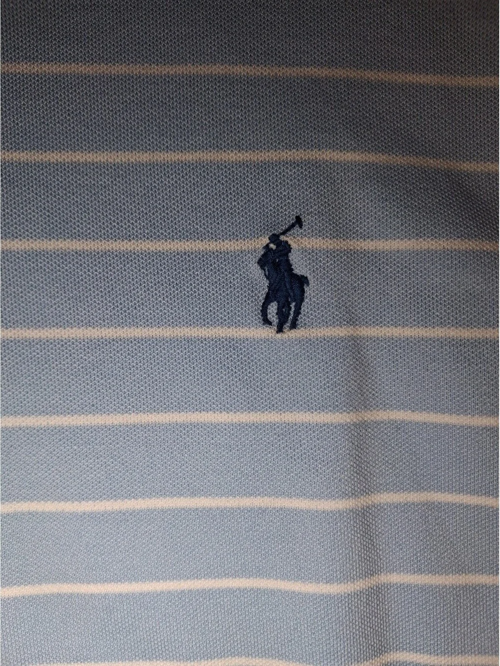 Ralph Lauren Polo Shirt Mens Large Light Blue Cotton Striped